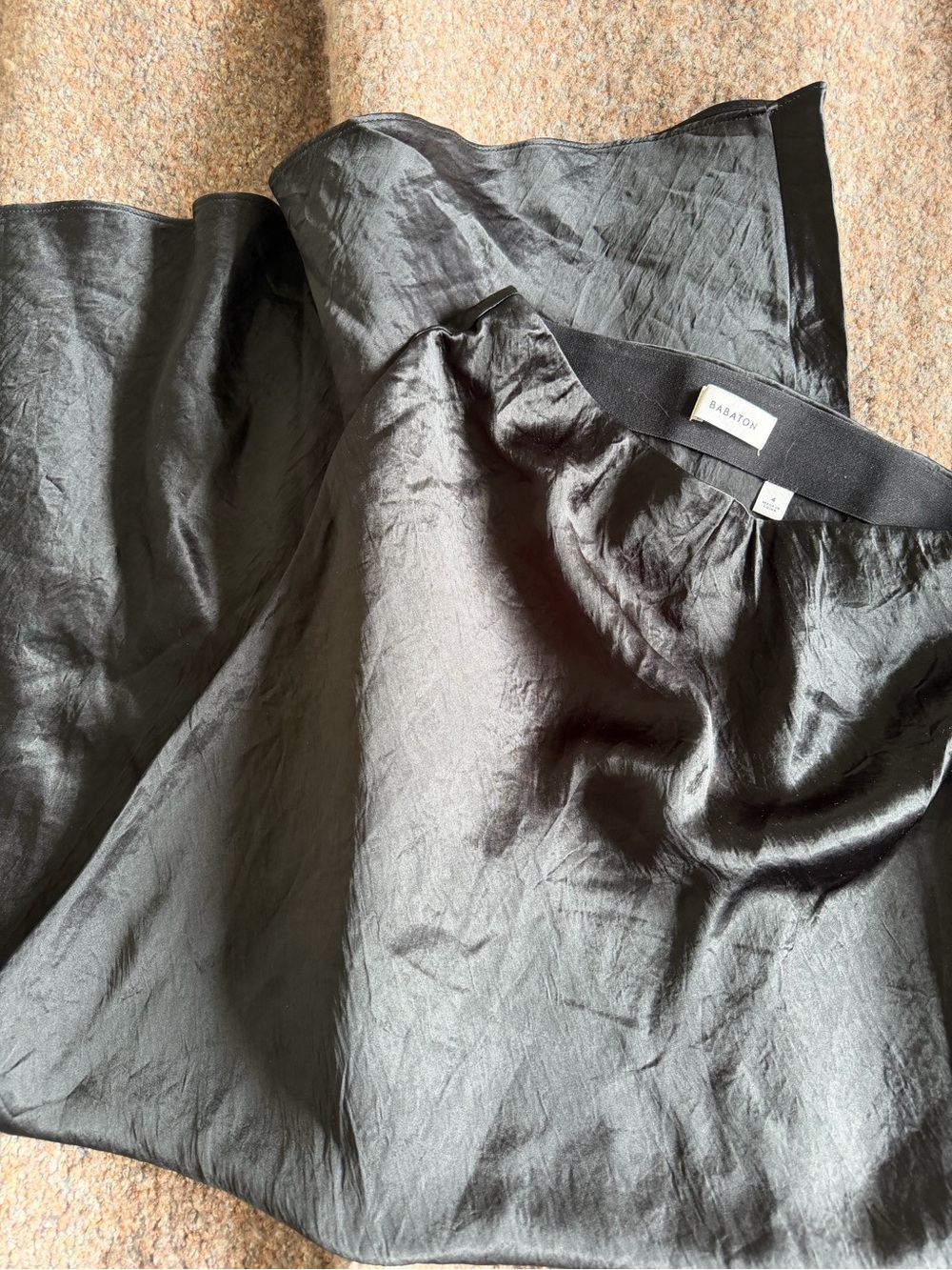 Babaton Black Satin A-Line Skirt